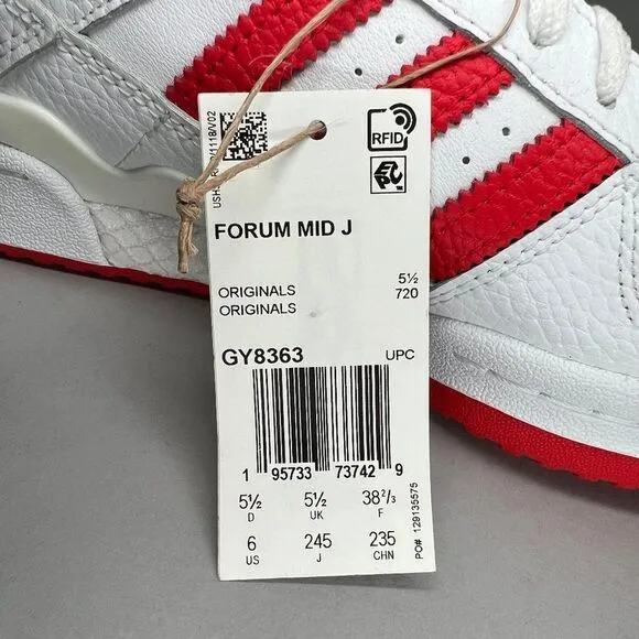 Adidas Youth Fourm Mid Cloud White / Vivid Red Sneakers