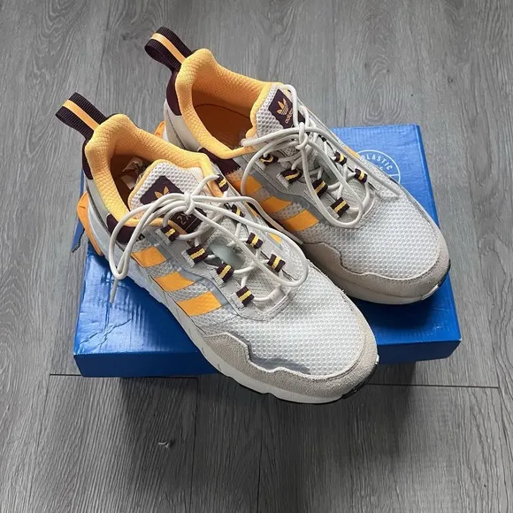 Adidas ZX 1K Boost Women's Size 7.5 Running Shoes H00442 'White Solar Gold'