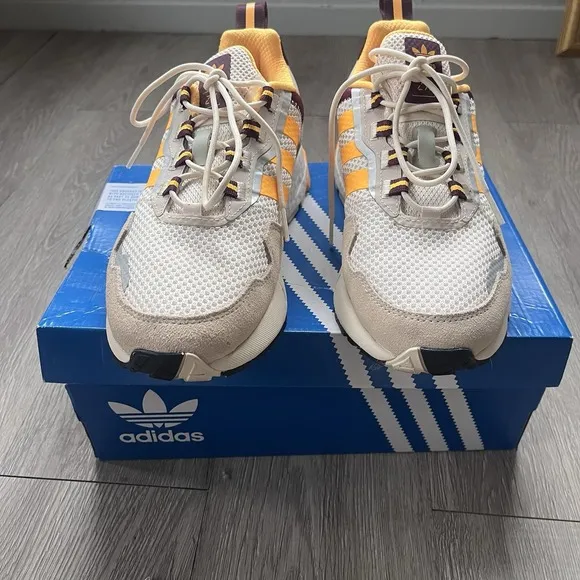Adidas ZX 1K Boost Women's Size 7.5 Running Shoes H00442 'White Solar Gold'