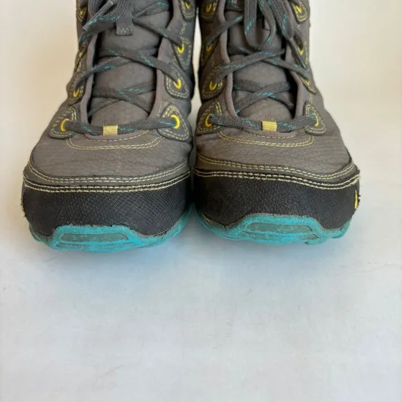 Ahnu Womens Gray Blue Sugarpine Casual Outdoor Waterproof Hiking Boots Size 6.5