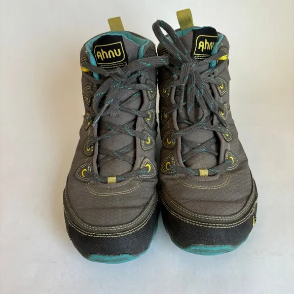Ahnu Womens Gray Blue Sugarpine Casual Outdoor Waterproof Hiking Boots Size 6.5