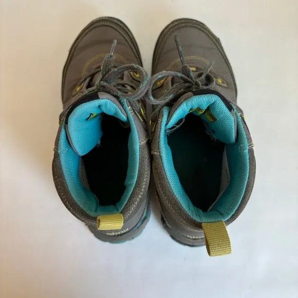 Ahnu Womens Gray Blue Sugarpine Casual Outdoor Waterproof Hiking Boots Size 6.5