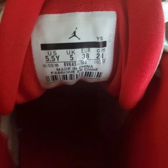 Air Jordan big fund GS shoes sneakers big boy size 5.5Y white red bv6434 100