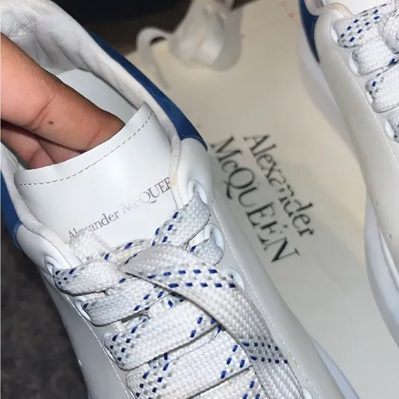 Alexander McQueen Men's White and Blue Sneakers
