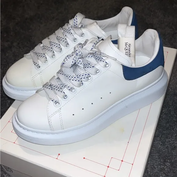 Alexander McQueen Men's White and Blue Sneakers