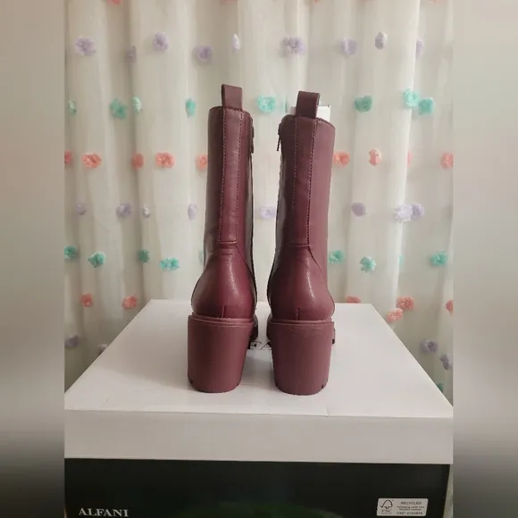 Alfani Blaire Faux Leather Round Toe Combat &amp; Lace-up Boots (New In Box)