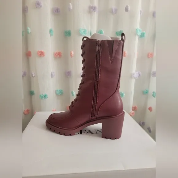 Alfani Blaire Faux Leather Round Toe Combat &amp; Lace-up Boots (New In Box)