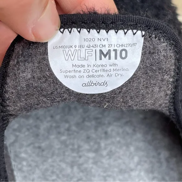 Allbirds Lounger Fluffs Men’s Sz 10 Natural Black Cream Sole Merino Wool Casual
