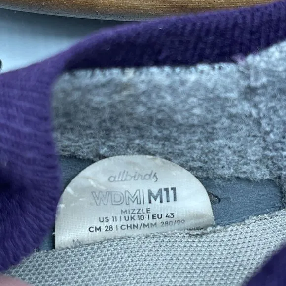 Allbirds Mens Wool Dasher Mizzle Low Purple Running Shoes Size 11 Sneakers
