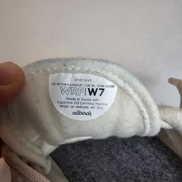 Allbirds WRF Wool Runner Fluffs White Running Shoes Women's Size 7