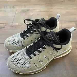 APL TechLoom Pro W Running Shoes Size 8.5 Gold Silver Black Sneakers Metallic