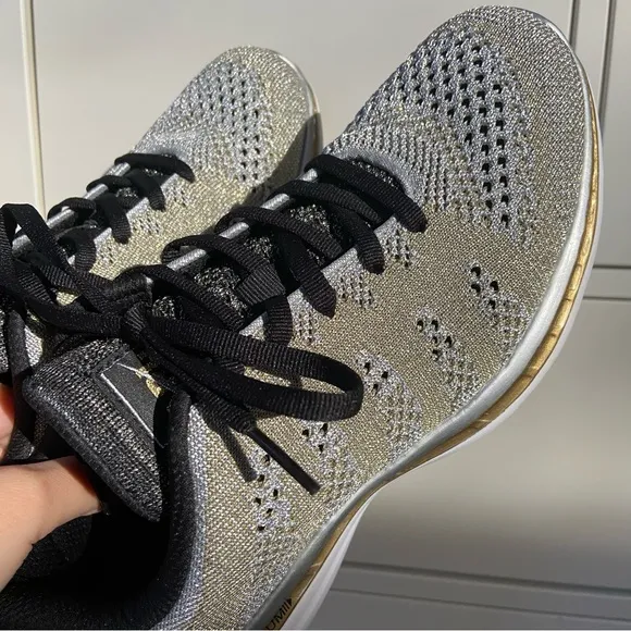 APL TechLoom Pro W Running Shoes Size 8.5 Gold Silver Black Sneakers Metallic