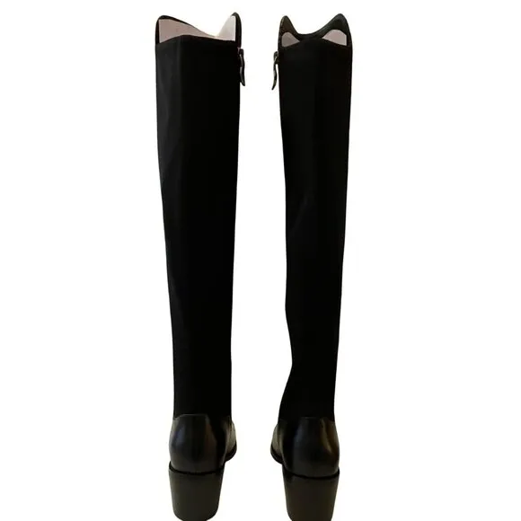 Aqua Diva Waterproof Over the Knee Boots Leather Black Block Heel Sz 8 NEW