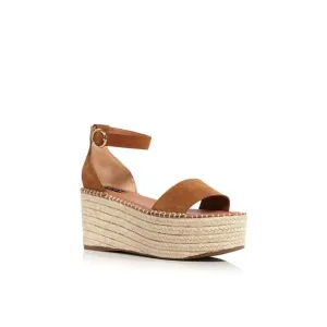 AQUA Womens Brown 1-1/2&quot; Platform Stitch Ria Wedge Shoes 5.5 M