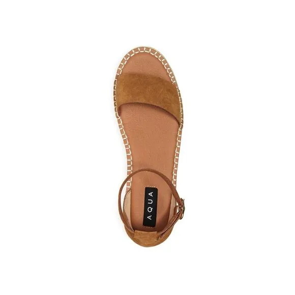 AQUA Womens Brown 1-1/2&quot; Platform Stitch Ria Wedge Shoes 5.5 M