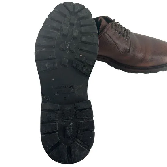 Aquatalia Shoes Mens 9 Brown Leather Oxford Lace Up Office Work Comfort Italy