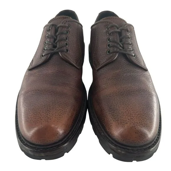 Aquatalia Shoes Mens 9 Brown Leather Oxford Lace Up Office Work Comfort Italy