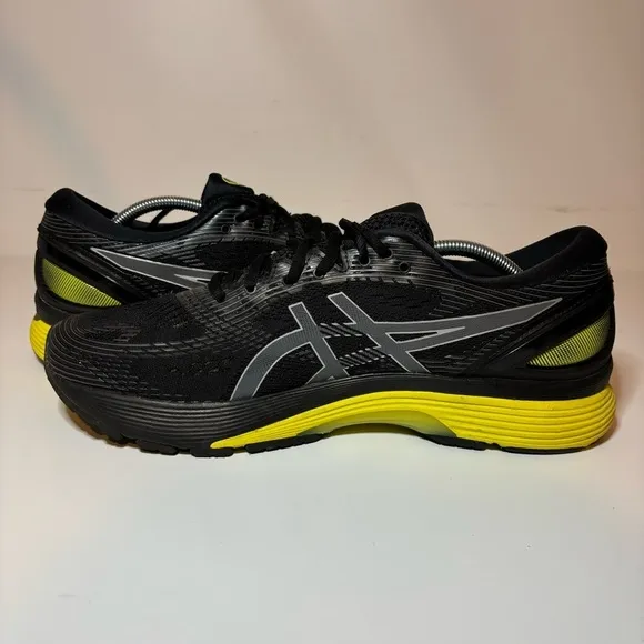 ASICS Gel-Nimbus 21 Running Shoes Black Yellow 1011A169 Men Sz 12.5 Sneakers