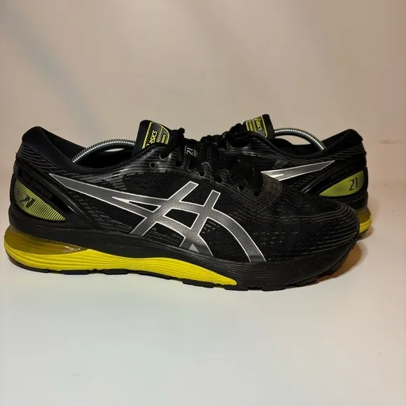 ASICS Gel-Nimbus 21 Running Shoes Black Yellow 1011A169 Men Sz 12.5 Sneakers