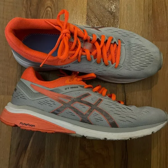 ASICS Gray and Orange Athletic Shoes