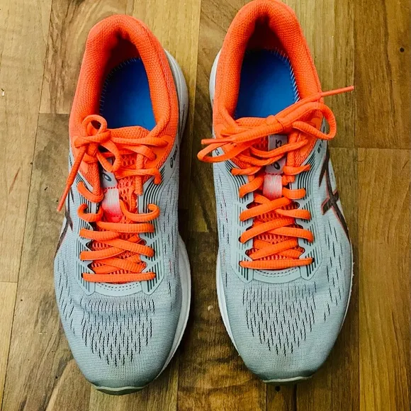 ASICS Gray and Orange Athletic Shoes