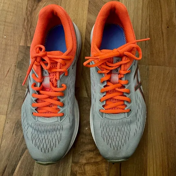 ASICS Gray and Orange Athletic Shoes