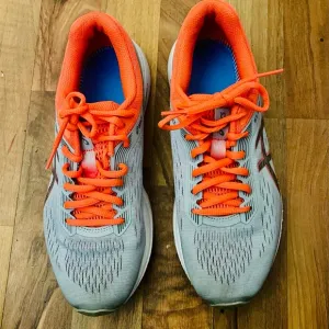 ASICS Gray and Orange Athletic Shoes