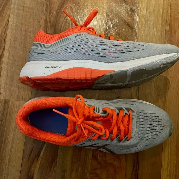 ASICS Gray and Orange Athletic Shoes