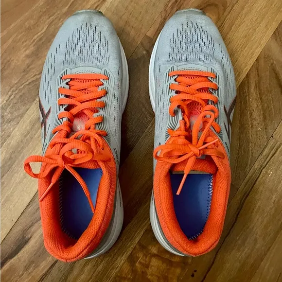 ASICS Gray and Orange Athletic Shoes