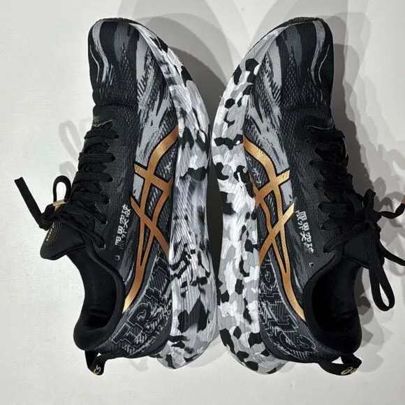 ASICS NOOSA TRI 13 Black Camo Pure Gold Running Shoes Sneakers Women’s Size 9.5