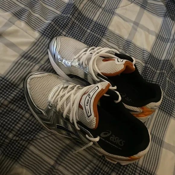 ASICS White and Silver Running Shoes