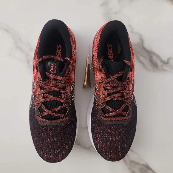 ASICS Women's EvoRide 2 Running Shoes, Black/Blazing Coral size 7