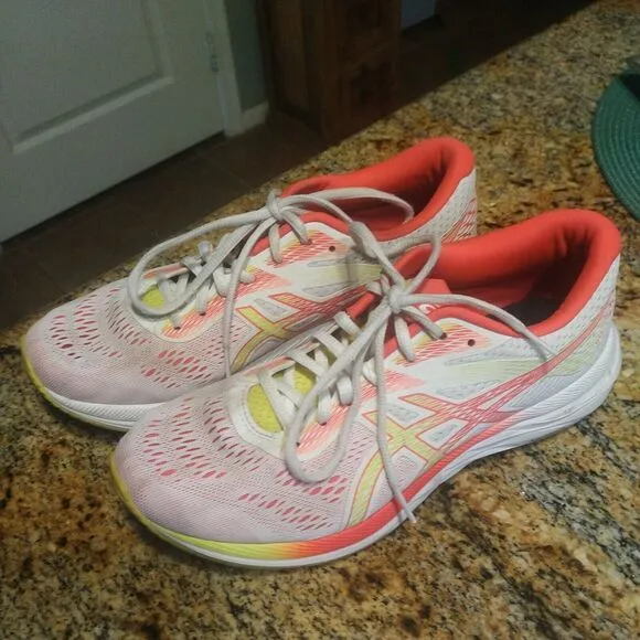 Asics Women's Gel-Excite 6 1012A150 White Pink Running Sneaker Shoes Size 9 US