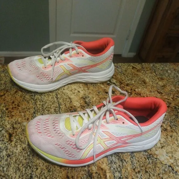 Asics Women's Gel-Excite 6 1012A150 White Pink Running Sneaker Shoes Size 9 US
