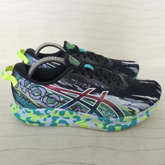 ASICS Womens Noosa Tri 13 Black Green Multicolor Running Shoes Sneakers Size 9.5