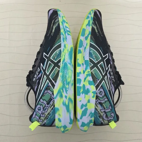 ASICS Womens Noosa Tri 13 Black Green Multicolor Running Shoes Sneakers Size 9.5