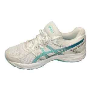 ASICS Women's White and Teal Running Shoes. Leather Upper Size 7.5