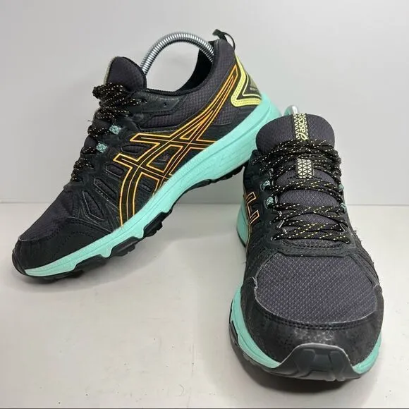 Asics Gel Venture 7 Running Shoes in Black Orange Pop 9 Wide