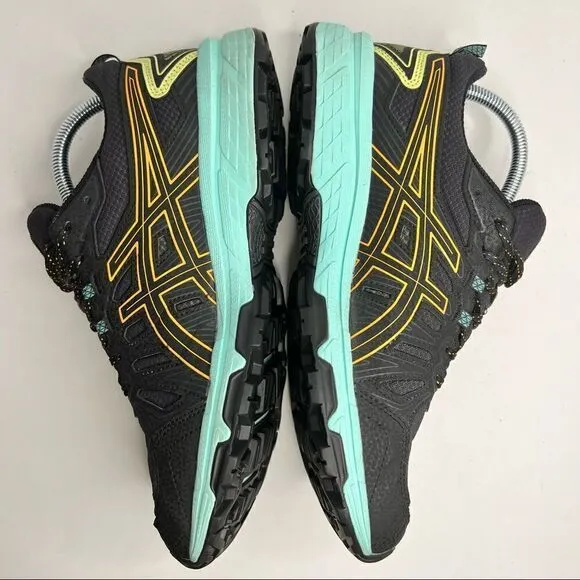 Asics Gel Venture 7 Running Shoes in Black Orange Pop 9 Wide