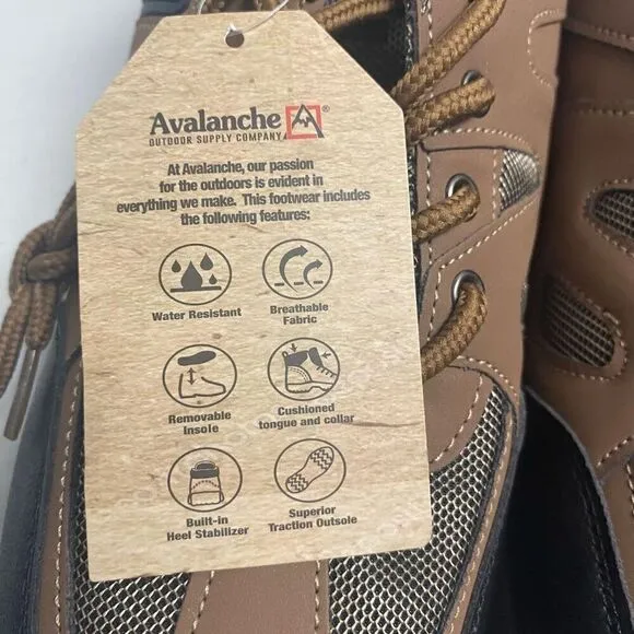 AVALANCHE Men’s Outdoor Hiking Shoes Lace Up Brown Black Size 8.5 New No Box