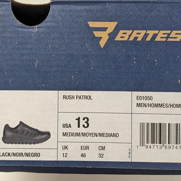 Bates Rush Patrol Sneakers, Black, Men's 13 M