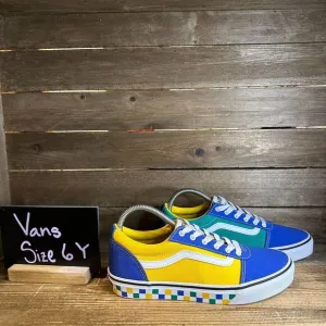 Big Kids Vans Old Skool‎ Colorblock Check Skateboarding Sneakers Shoes Size 6 Y