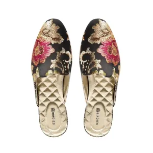 Birdies Phoebe mules  iconic Black and Gold Mules with Quilted Soles women sz9