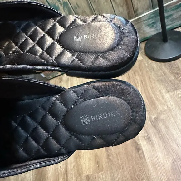 Birdies Phoebe mules  iconic Black and Gold Mules with Quilted Soles women sz9