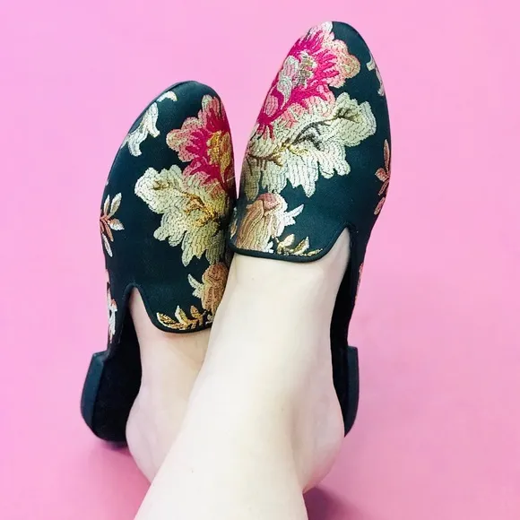 Birdies Phoebe mules  iconic Black and Gold Mules with Quilted Soles women sz9