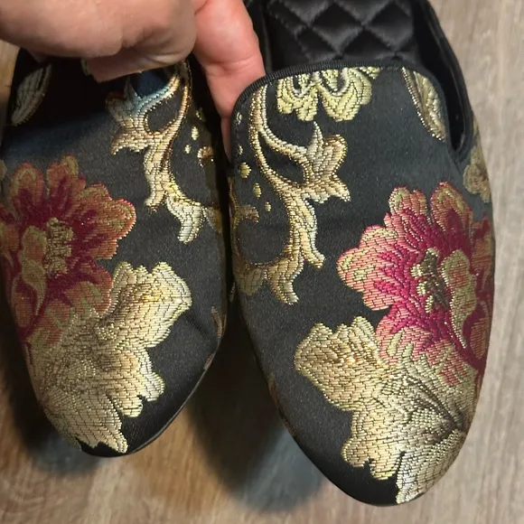 Birdies Phoebe mules  iconic Black and Gold Mules with Quilted Soles women sz9