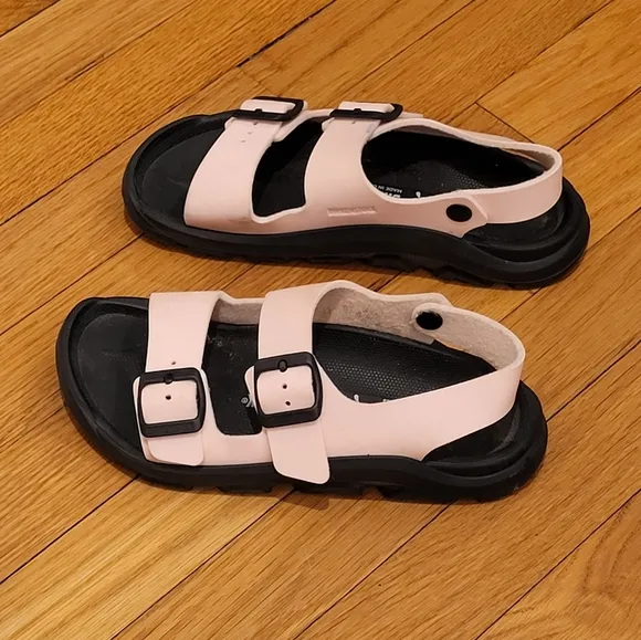 BIRKENSTOCK MOGAMI PINK BLACK SANDALS BUCKLE