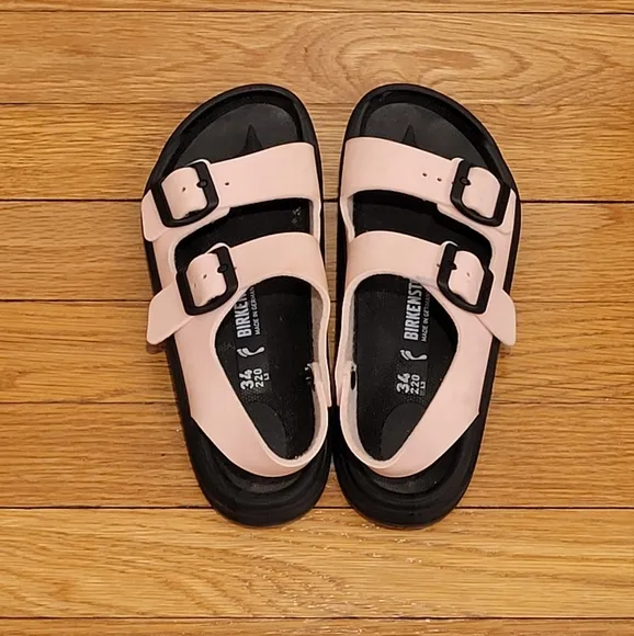 BIRKENSTOCK MOGAMI PINK BLACK SANDALS BUCKLE