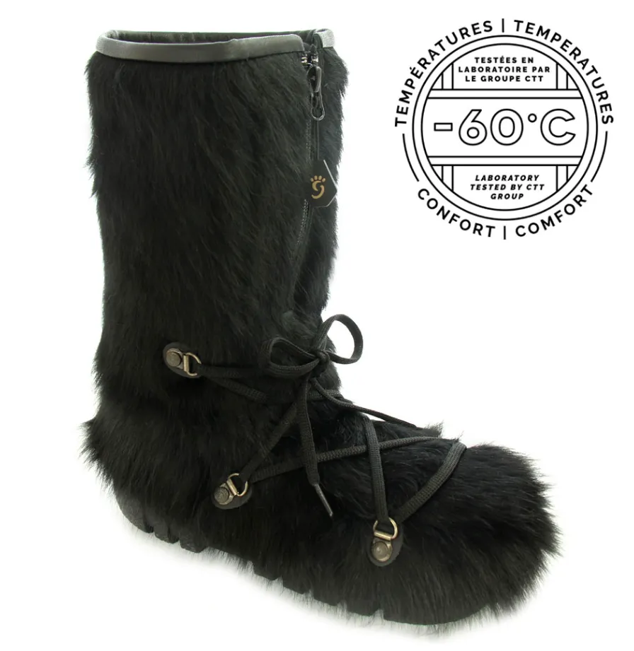 Black Cow Skin Winter Boots for Men & Women