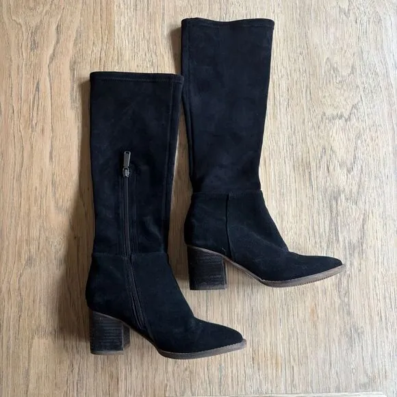 BLONDO &quot;Nada&quot; Black‎ Suede Waterproof Knee-High Boots w/Side Zip SIZE 7.5M EUC